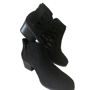 - New Direction black ankle booties laser cut details New without Tag si…